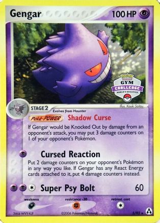 Gengar - 5/92 (Gym Challenge)/92  League & Championship Cards - Promo