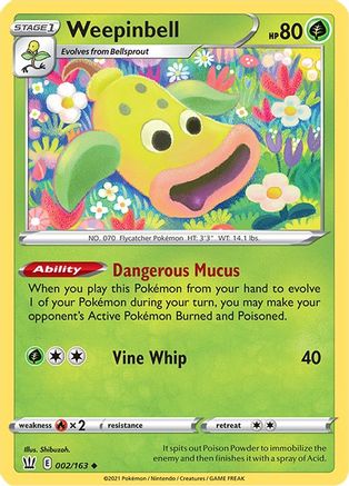 Weepinbell 002  - Reverse Holofoil SWSH05 Battle Styles - Uncommon