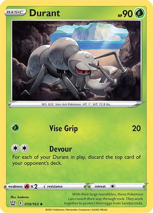Durant 010  - Reverse Holofoil SWSH05 Battle Styles - Uncommon