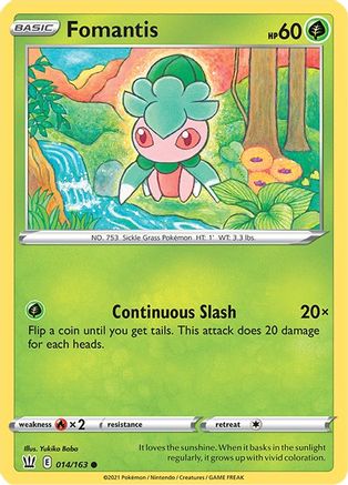 Fomantis 014  - Reverse Holofoil SWSH05 Battle Styles - Common
