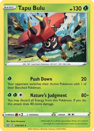 Tapu Bulu 016  - Reverse Holofoil SWSH05 Battle Styles - Holo Rare
