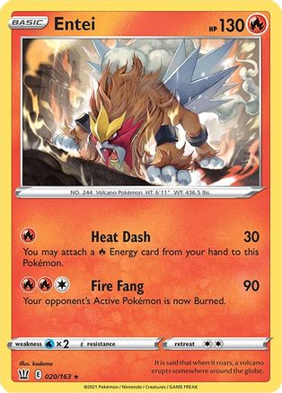 Entei 020  - Reverse Holofoil SWSH05 Battle Styles - Holo Rare