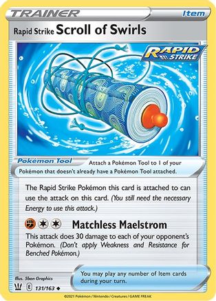 Rapid Strike Scroll of Swirls 131  - Reverse Holofoil SWSH05 Battle Styles - Uncommon