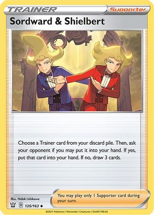 Sordward & Shielbert 135  - Reverse Holofoil SWSH05 Battle Styles - Uncommon