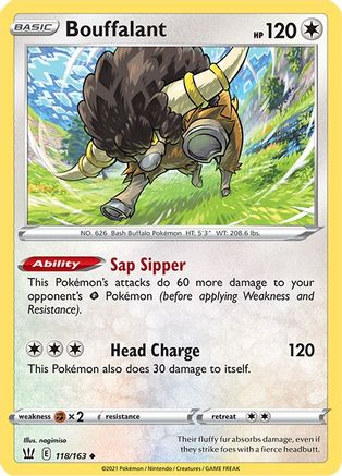 Bouffalant 118  - Reverse Holofoil SWSH05 Battle Styles - Uncommon