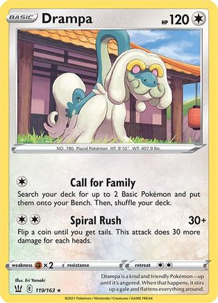 Drampa 119  - Reverse Holofoil SWSH05 Battle Styles - Rare