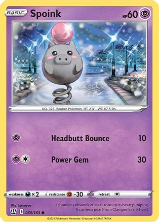 Spoink 055  - Reverse Holofoil SWSH05 Battle Styles - Common