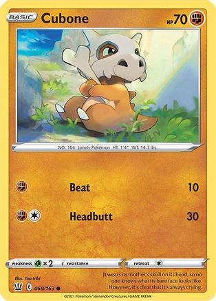 Cubone 069  - Reverse Holofoil SWSH05 Battle Styles - Common