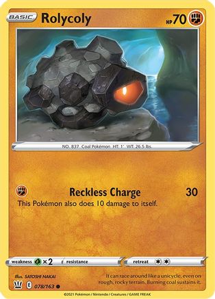 Rolycoly 078  - Reverse Holofoil SWSH05 Battle Styles - Common