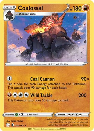 Coalossal 080  - Holofoil SWSH05 Battle Styles - Holo Rare