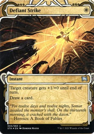 Defiant Strike (Foil Etched) (STA-003) - Strixhaven Mystical Archive (Borderless) Foil