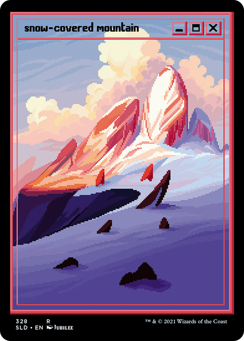 Snow-Covered Mountain (PixelSnowLands.jpg) (SLD-328) - Secret Lair Drop Foil