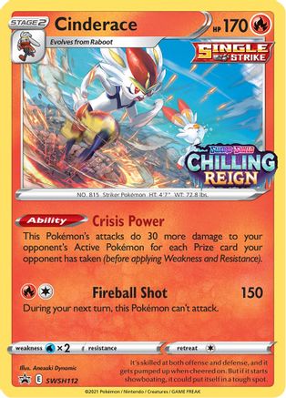 Cinderace (Prerelease) SWSH112  - Holofoil SWSH Sword & Shield Promo Cards - Promo