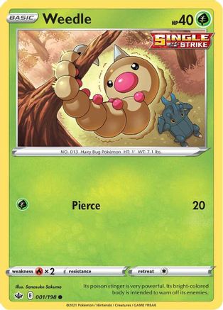 Weedle 001  - Reverse Holofoil SWSH06 Chilling Reign - Common