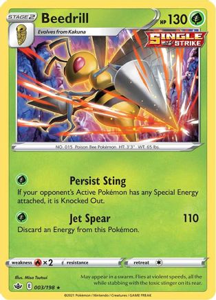 Beedrill 003  - Reverse Holofoil SWSH06 Chilling Reign - Holo Rare
