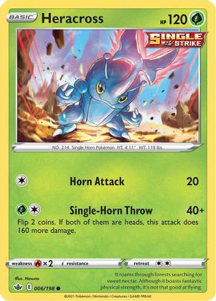 Heracross 006  - Reverse Holofoil SWSH06 Chilling Reign - Common