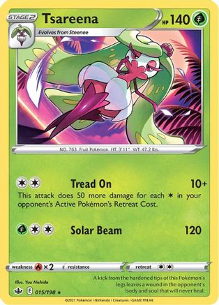 Tsareena 015  - Reverse Holofoil SWSH06 Chilling Reign - Rare