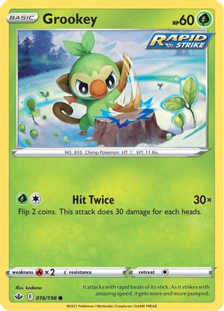 Grookey 016  - Reverse Holofoil SWSH06 Chilling Reign - Common