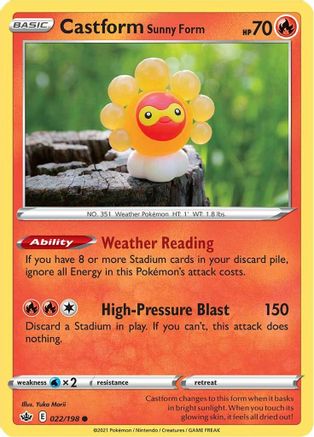 Castform Sunny Form 022  SWSH06 Chilling Reign - Common