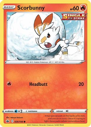 Scorbunny 026  SWSH06 Chilling Reign - Common