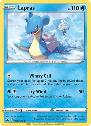 Lapras 029  - Reverse Holofoil SWSH06 Chilling Reign - Common