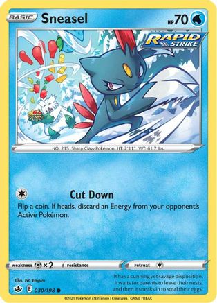 Sneasel 030  - Reverse Holofoil SWSH06 Chilling Reign - Common