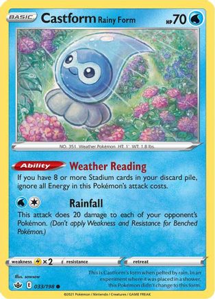 Castform Rainy Form 033  - Reverse Holofoil SWSH06 Chilling Reign - Common