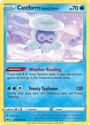 Castform Snowy Form 034  SWSH06 Chilling Reign - Common