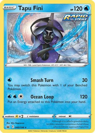 Tapu Fini 040  - Holofoil SWSH06 Chilling Reign - Holo Rare