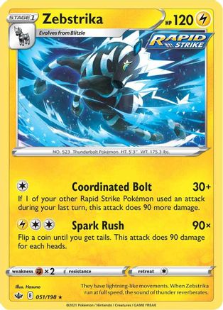 Zebstrika 051  SWSH06 Chilling Reign - Rare