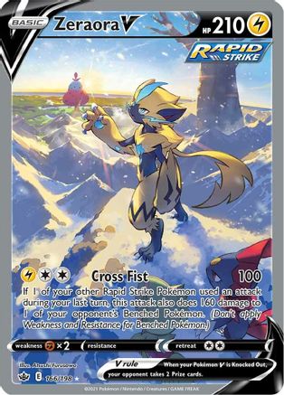 Zeraora V (Alternate Full Art) 166  - Holofoil SWSH06 Chilling Reign - Ultra Rare