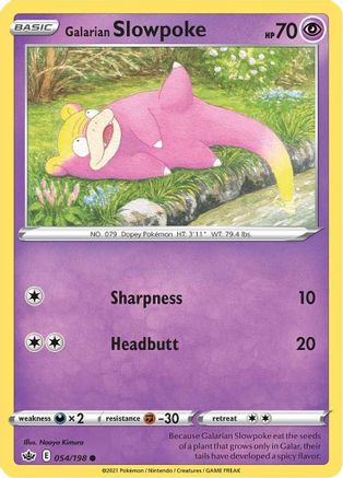 Galarian Slowpoke 054  - Reverse Holofoil SWSH06 Chilling Reign - Common