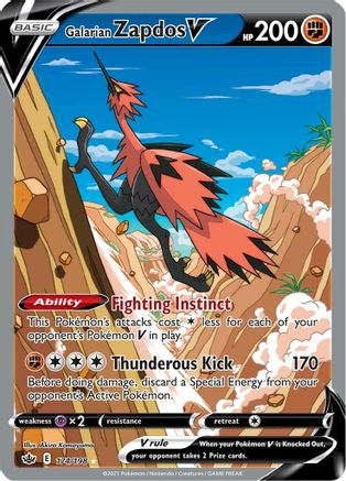 Galarian Zapdos V (Alternate Full Art) 174  - Holofoil SWSH06 Chilling Reign - Ultra Rare