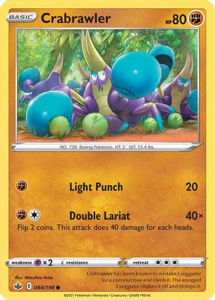 Crabrawler 084  - Reverse Holofoil SWSH06 Chilling Reign - Common