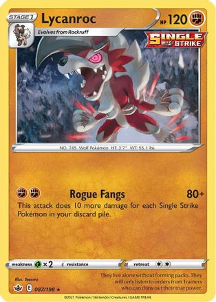 Lycanroc 087  - Holofoil SWSH06 Chilling Reign - Holo Rare
