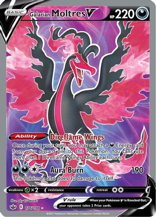 Galarian Moltres V (Full Art) 176  - Holofoil SWSH06 Chilling Reign - Ultra Rare
