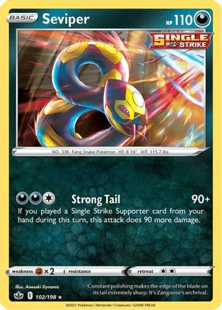 Seviper 102  - Reverse Holofoil SWSH06 Chilling Reign - Rare