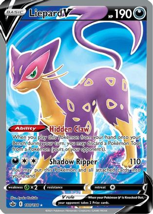 Liepard V (Full Art) 180  - Holofoil SWSH06 Chilling Reign - Ultra Rare