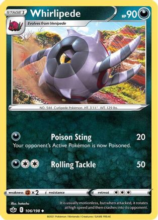 Whirlipede 106  SWSH06 Chilling Reign - Uncommon