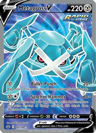 Metagross V (Full Art) 181  - Holofoil SWSH06 Chilling Reign - Ultra Rare