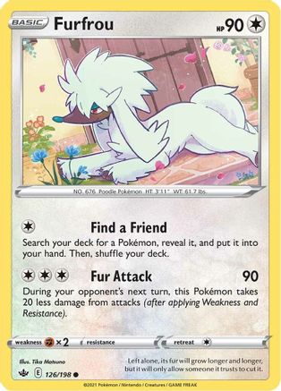 Furfrou 126  - Reverse Holofoil SWSH06 Chilling Reign - Common