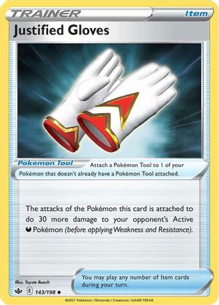 Justified Gloves 143  - Reverse Holofoil SWSH06 Chilling Reign - Uncommon