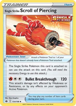 Single Strike Scroll of Piercing 154  - Reverse Holofoil SWSH06 Chilling Reign - Uncommon