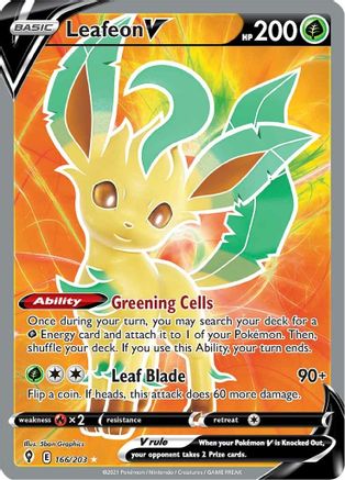 Leafeon V (Full Art) 166  - Holofoil SWSH07 Evolving Skies - Ultra Rare