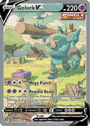 Golurk V (Alternate Full Art) 182  - Holofoil SWSH07 Evolving Skies - Ultra Rare