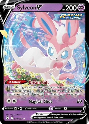 Sylveon V 074  - Holofoil SWSH07 Evolving Skies - Ultra Rare