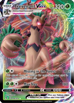 Trevenant VMAX 014  - Holofoil SWSH07 Evolving Skies - Ultra Rare