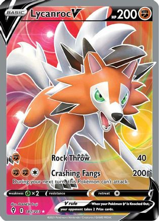 Lycanroc V (Full Art) 187  - Holofoil SWSH07 Evolving Skies - Ultra Rare