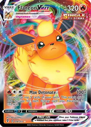 Flareon VMAX 018  - Holofoil SWSH07 Evolving Skies - Ultra Rare