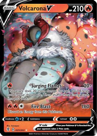Volcarona V 021  - Holofoil SWSH07 Evolving Skies - Ultra Rare